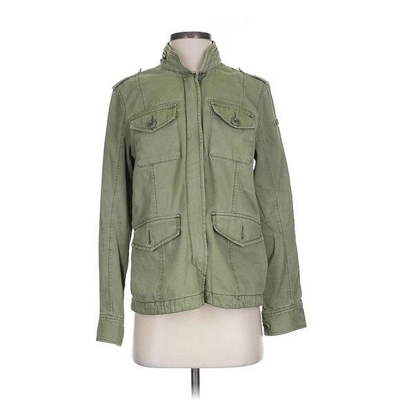 Vtg Y2K Abercrombie Floral Embroidered Green Utility Jacket | Military Boho Twee - Picture 6 of 14